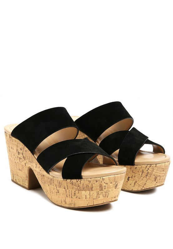 GERD BLOCK HEELED SUEDE SLIP-ON SANDAL - Faylinn & Co