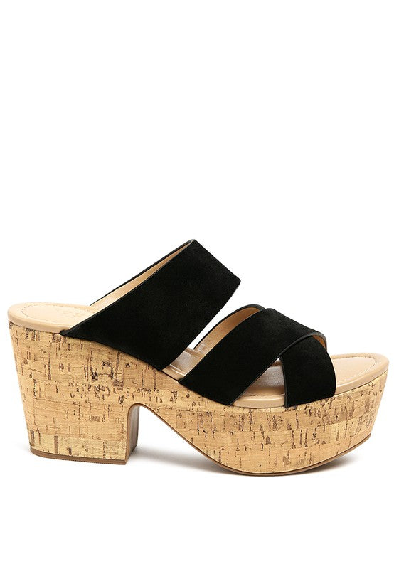 GERD BLOCK HEELED SUEDE SLIP-ON SANDAL - Faylinn & Co