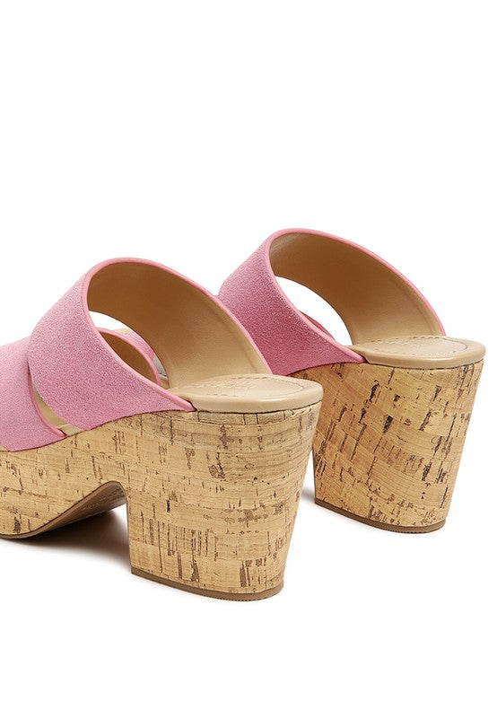 GERD BLOCK HEELED SUEDE SLIP-ON SANDAL - Faylinn & Co