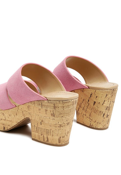 GERD BLOCK HEELED SUEDE SLIP-ON SANDAL - Faylinn & Co