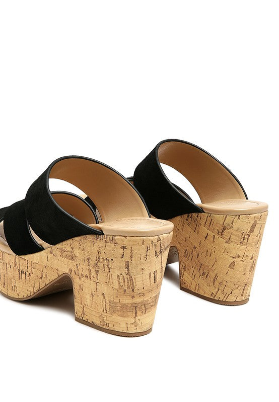 GERD BLOCK HEELED SUEDE SLIP-ON SANDAL - Faylinn & Co