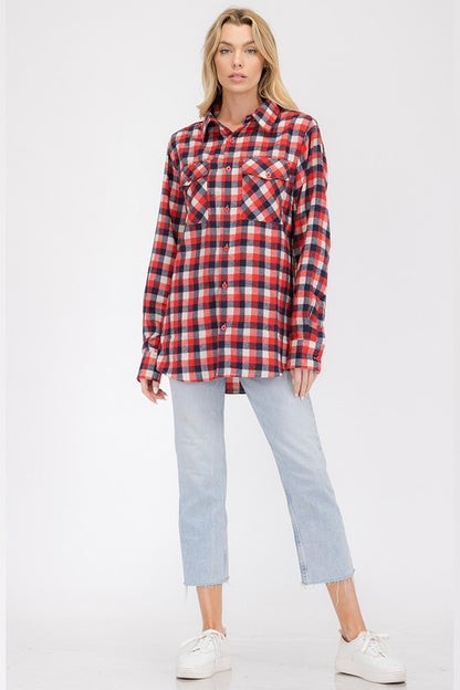 Womens Boyfriend Long Sleeve Flannel - Faylinn & Co