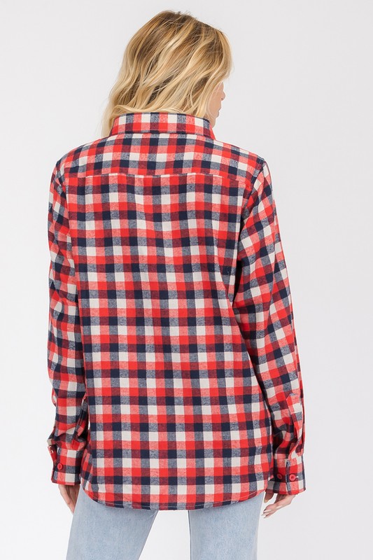 Womens Boyfriend Long Sleeve Flannel - Faylinn & Co