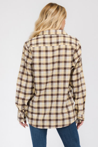 Womens Boyfriend Long Sleeve Flannel Shirt - Faylinn & Co