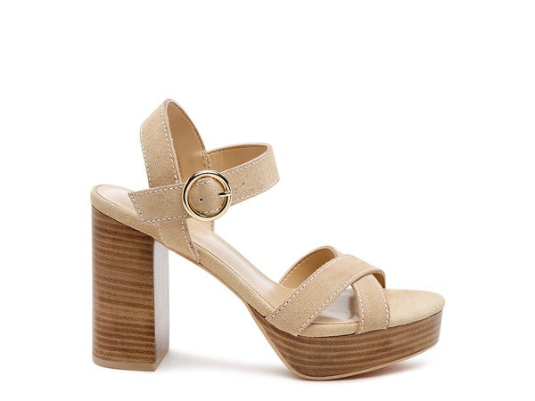 RAG&CO CHOUPETTE SUEDE LEATHER BLOCK HEELED SANDAL - Faylinn & Co