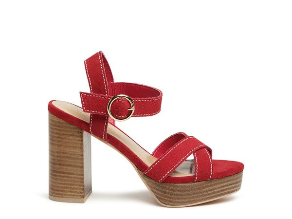 RAG&CO CHOUPETTE SUEDE LEATHER BLOCK HEELED SANDAL - Faylinn & Co
