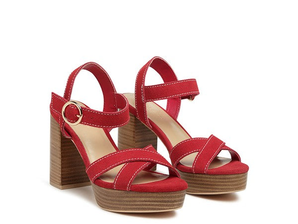 RAG&CO CHOUPETTE SUEDE LEATHER BLOCK HEELED SANDAL - Faylinn & Co