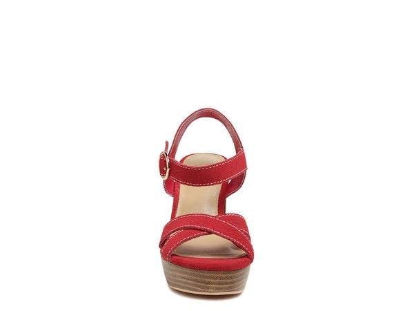 RAG&CO CHOUPETTE SUEDE LEATHER BLOCK HEELED SANDAL - Faylinn & Co