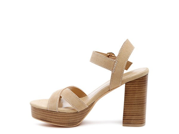 RAG&CO CHOUPETTE SUEDE LEATHER BLOCK HEELED SANDAL - Faylinn & Co