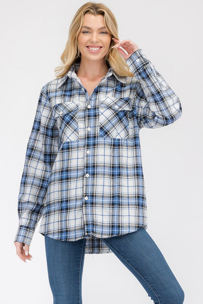 Boyfriend Oversize Plaid Flannel Long Sleeve - Faylinn & Co