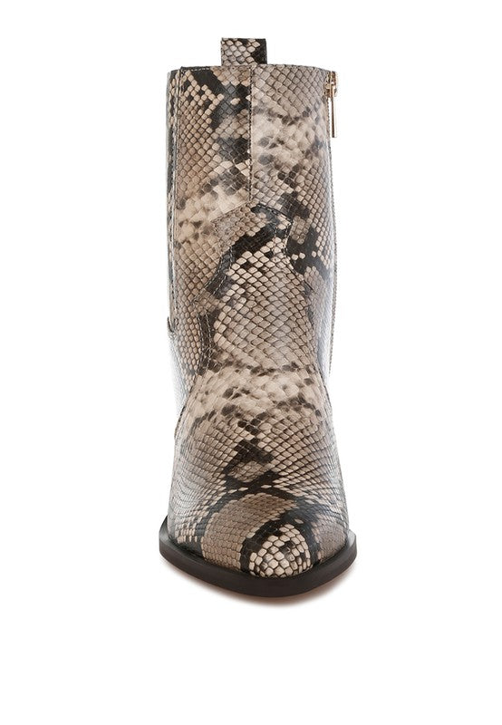 Cornus Snake Print Ankle Boots - Faylinn & Co