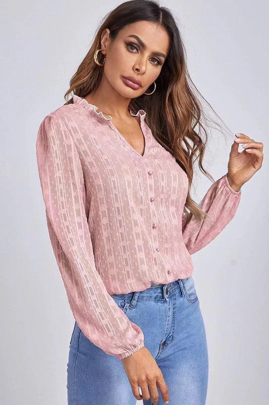 Long sleeve sheer blouse - Faylinn & Co