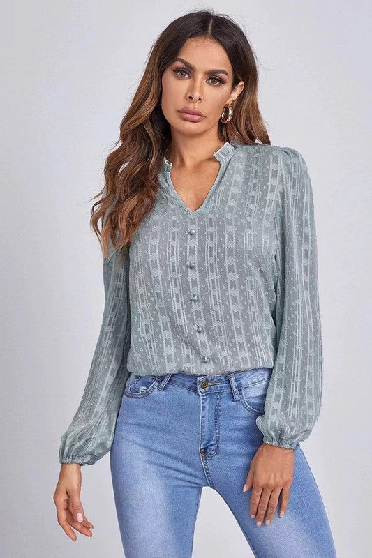 Long sleeve sheer blouse - Faylinn & Co