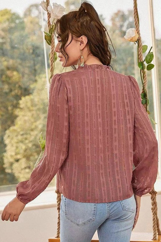 Long sleeve sheer blouse - Faylinn & Co