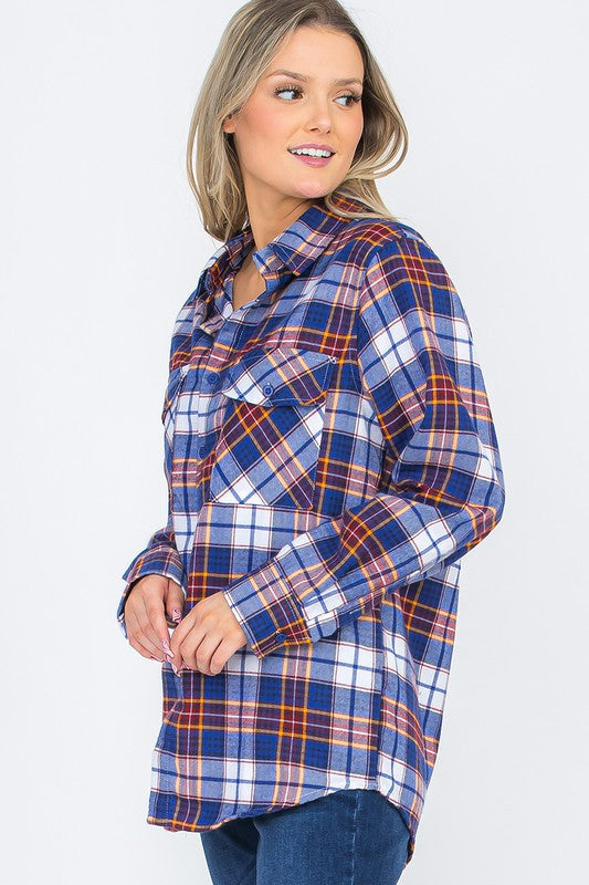 BOYFRIEND Fit Checker Plaid Flannel Long Sleeve - Faylinn & Co