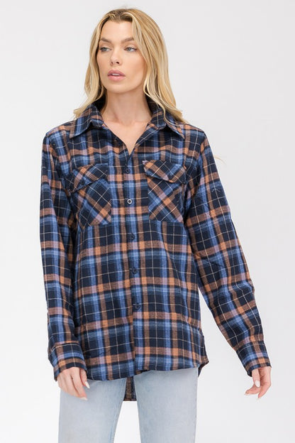 BOYFRIEND Fit Checker Plaid Flannel Long Sleeve - Faylinn & Co