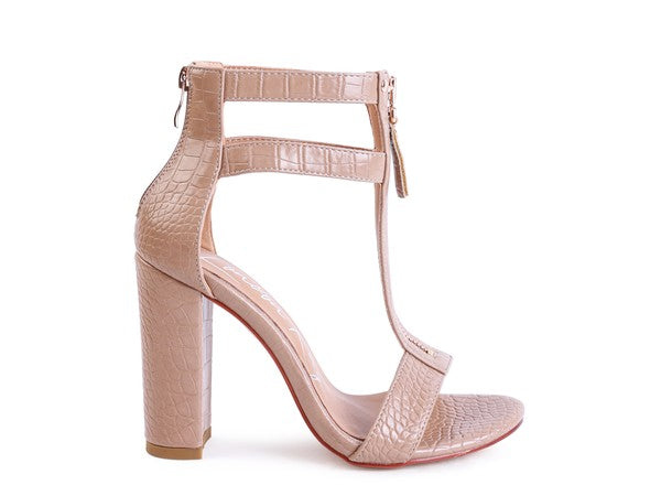 FELICITY Zip Up Croc Textured Sandals - Faylinn & Co