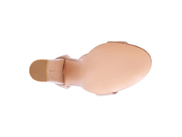 FELICITY Zip Up Croc Textured Sandals - Faylinn & Co