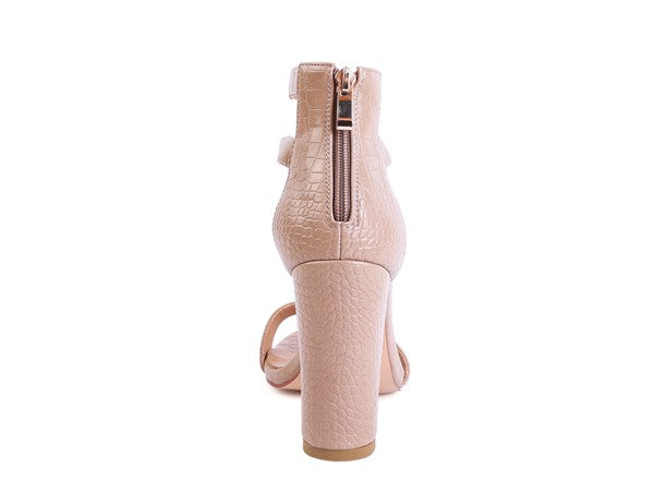 FELICITY Zip Up Croc Textured Sandals - Faylinn & Co