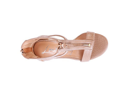 FELICITY Zip Up Croc Textured Sandals - Faylinn & Co
