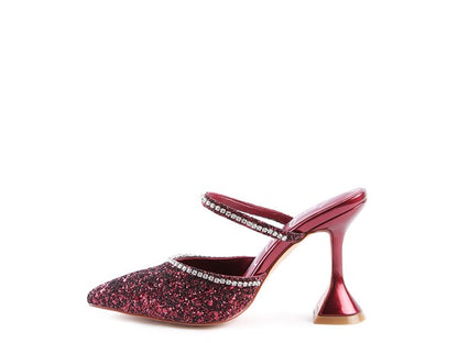 IRIS Glitter Spool Heel Sandal - Faylinn & Co