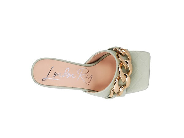 MERMAID Quilted Metal Chain Heeled Sandals - Faylinn & Co