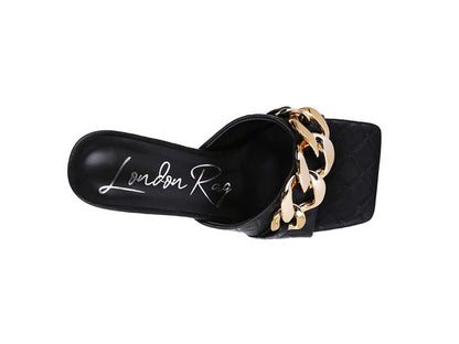 MERMAID Quilted Metal Chain Heeled Sandals - Faylinn & Co