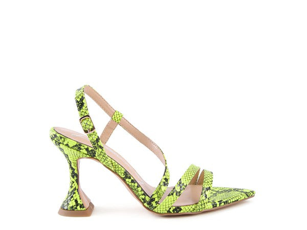 CHERRY TART Snake Print Spool Heel Sandals - Faylinn & Co