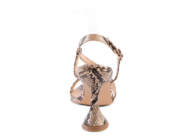 CHERRY TART Snake Print Spool Heel Sandals - Faylinn & Co