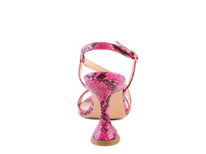 CHERRY TART Snake Print Spool Heel Sandals - Faylinn & Co