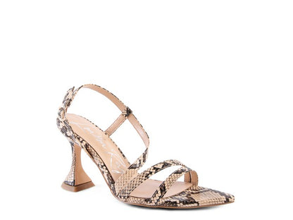 CHERRY TART Snake Print Spool Heel Sandals - Faylinn & Co