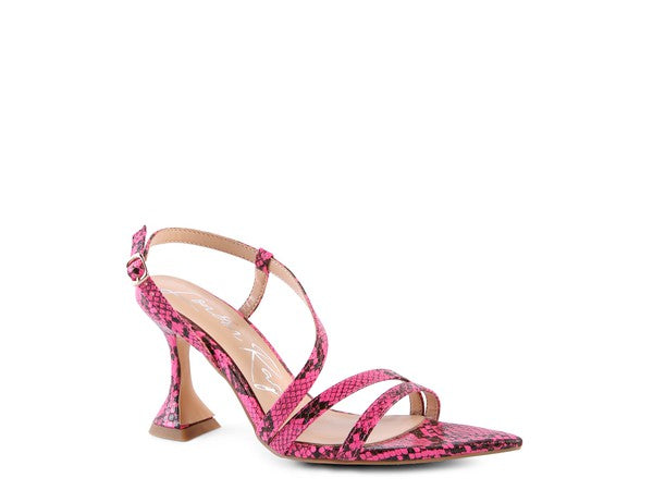 CHERRY TART Snake Print Spool Heel Sandals - Faylinn & Co
