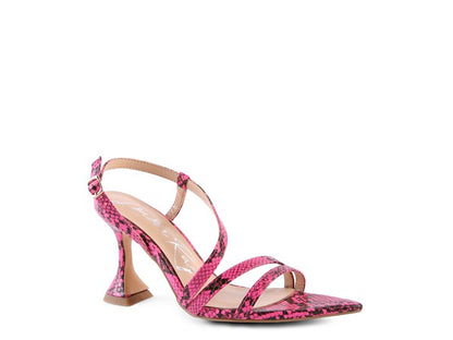 CHERRY TART Snake Print Spool Heel Sandals - Faylinn & Co