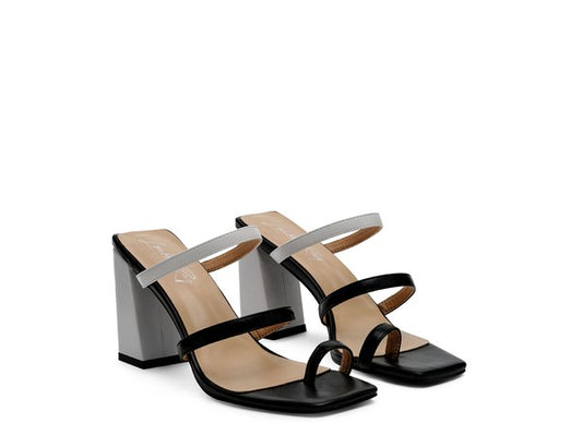 Marve Block Heel Thong Sandals - Faylinn & Co