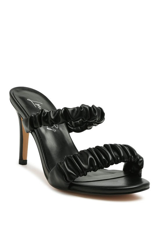 QUALIE GATHERED AROUND SLIP-ON HEELED SANDAL - Faylinn & Co