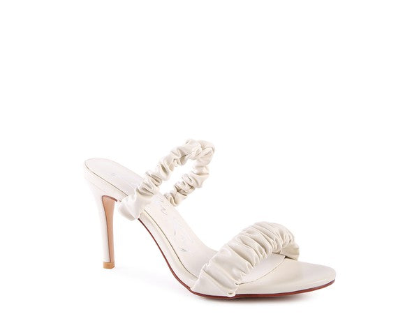 QUALIE GATHERED AROUND SLIP-ON HEELED SANDAL - Faylinn & Co
