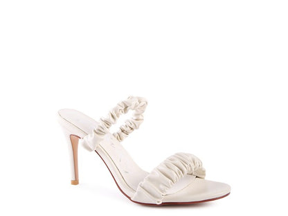 QUALIE GATHERED AROUND SLIP-ON HEELED SANDAL - Faylinn & Co