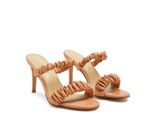 QUALIE GATHERED AROUND SLIP-ON HEELED SANDAL - Faylinn & Co