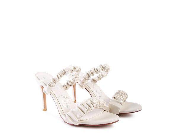 QUALIE GATHERED AROUND SLIP-ON HEELED SANDAL - Faylinn & Co