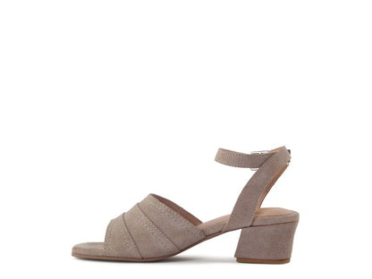 SIGRID FINE SUEDE BLOCK HEELED SANDAL IN NUDE - Faylinn & Co