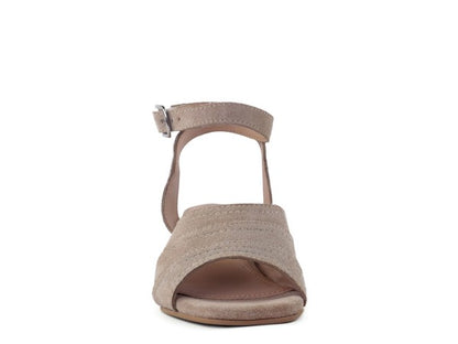 SIGRID FINE SUEDE BLOCK HEELED SANDAL IN NUDE - Faylinn & Co