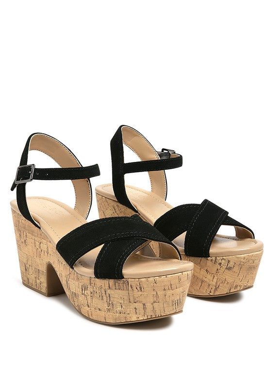 ULLA HIGH HEELED BLOCK SANDAL IN BLACK - Faylinn & Co
