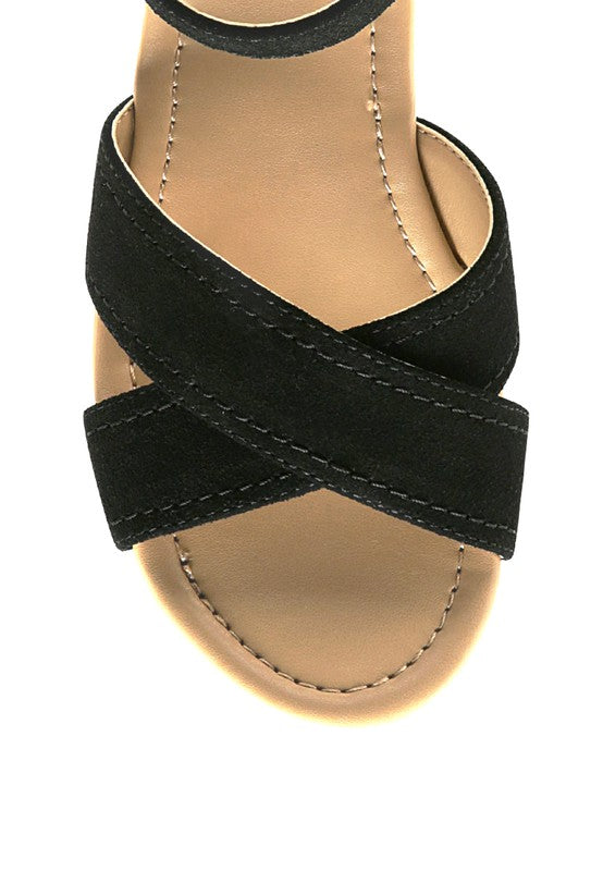 ULLA HIGH HEELED BLOCK SANDAL IN BLACK - Faylinn & Co