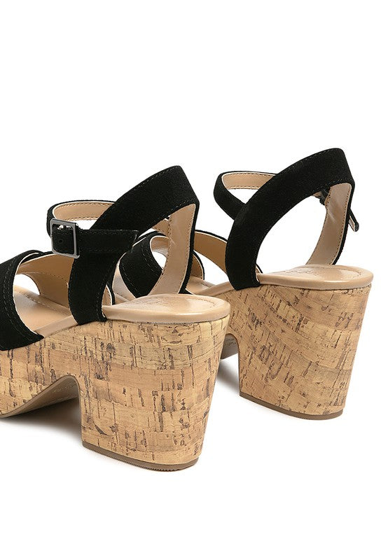 ULLA HIGH HEELED BLOCK SANDAL IN BLACK - Faylinn & Co