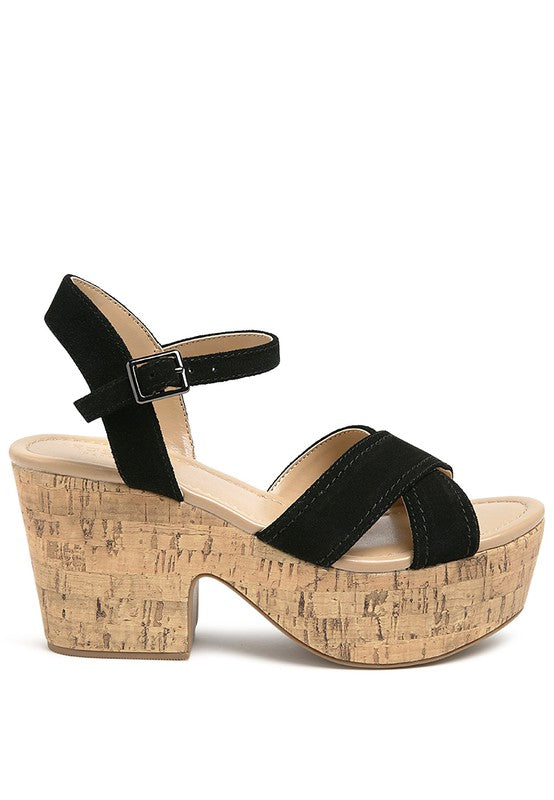 ULLA HIGH HEELED BLOCK SANDAL IN BLACK - Faylinn & Co