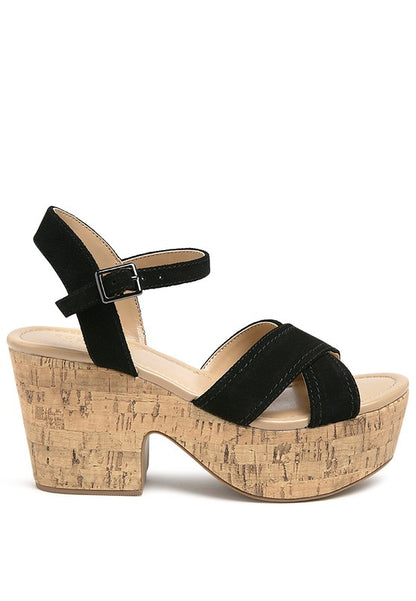 ULLA HIGH HEELED BLOCK SANDAL IN BLACK - Faylinn & Co