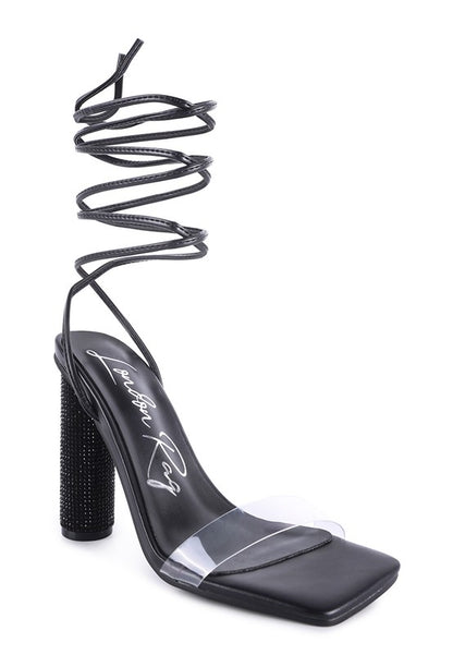 SCANSTA LACE UP DIAMANTE HIGH HEEL SANDAL - Faylinn & Co