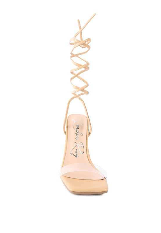 SCANSTA LACE UP DIAMANTE HIGH HEEL SANDAL - Faylinn & Co