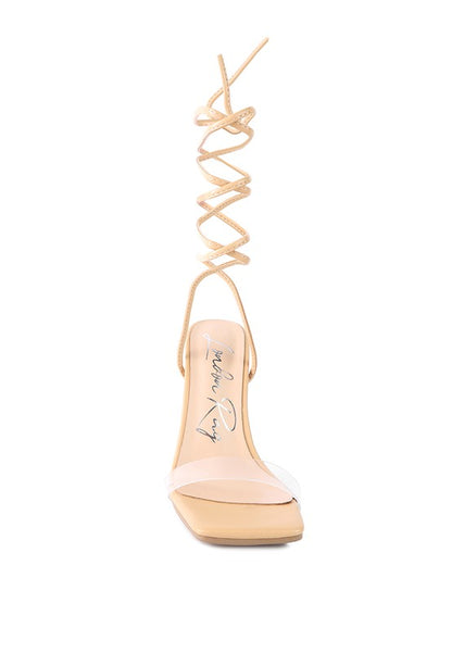 SCANSTA LACE UP DIAMANTE HIGH HEEL SANDAL - Faylinn & Co