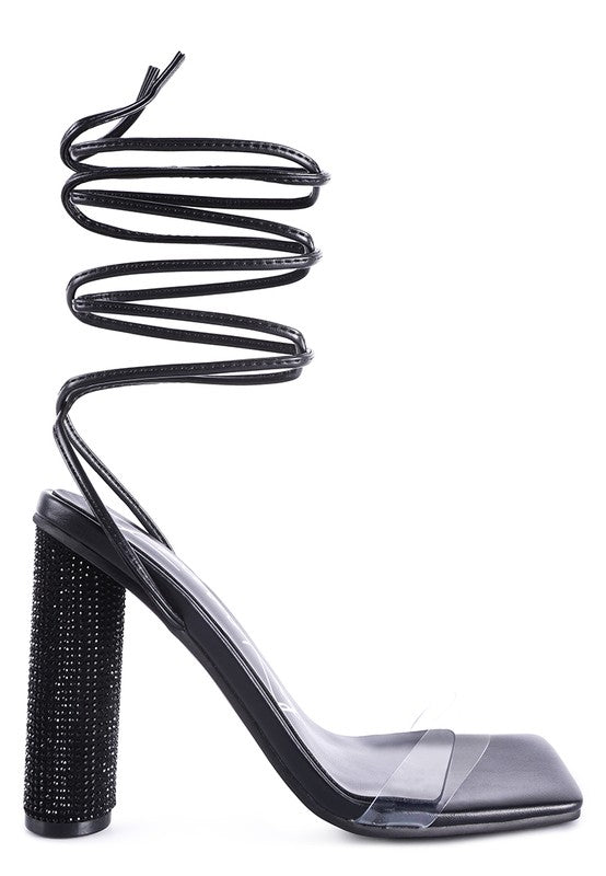 SCANSTA LACE UP DIAMANTE HIGH HEEL SANDAL - Faylinn & Co